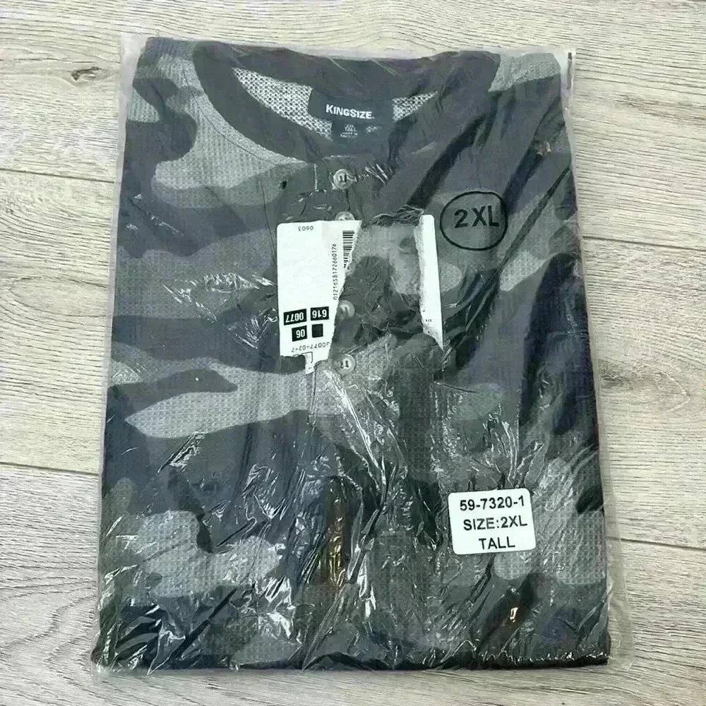 Men’s KingSize Grey & Black Camo Long Sleeve Top Size 2XL Tall